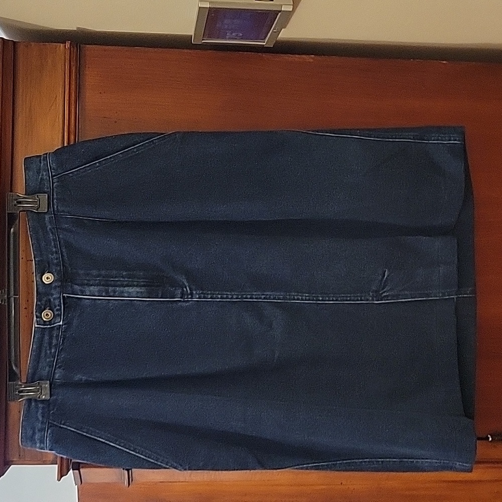 Elisabeth By Liz Claiborne Dark Wash Jean Midi Skirt Partial Elastic Waist - 16*